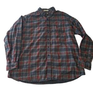 LL Bean Scotch Plaid Flannel Button Down Shirt Traditional Fit Men's XL Tall